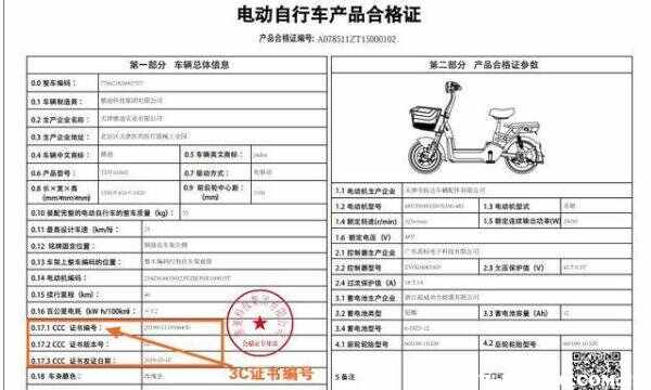 电动车ccc证书编号是什么？电动车ccc证书编号在哪里