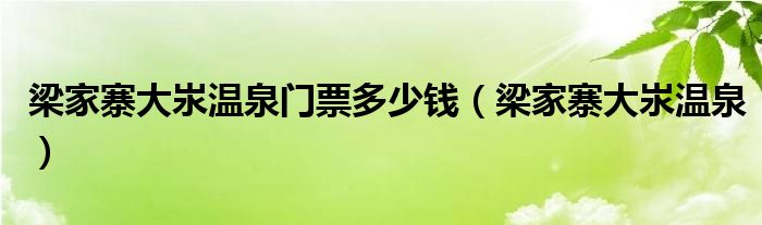 梁家寨大汖温泉门票多少钱（梁家寨大汖温泉）