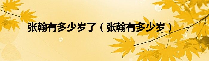 张翰有多少岁了（张翰有多少岁）