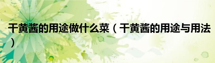 干黄酱的用途做什么菜（干黄酱的用途与用法）