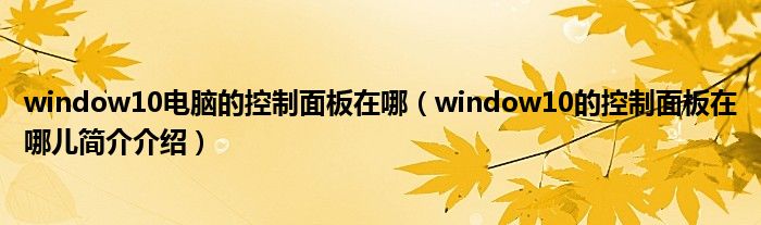 window10电脑的控制面板在哪（window10的控制面板在哪儿简介介绍）