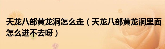 天龙八部黄龙洞怎么走（天龙八部黄龙洞里面怎么进不去呀）