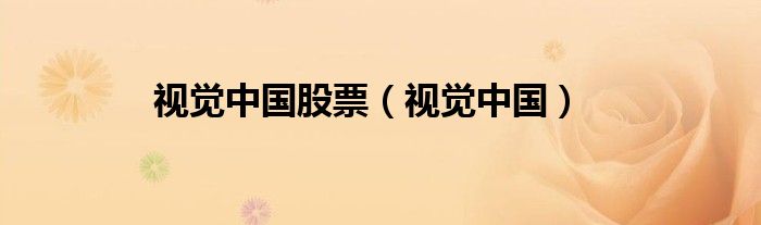 视觉中国股票（视觉中国）