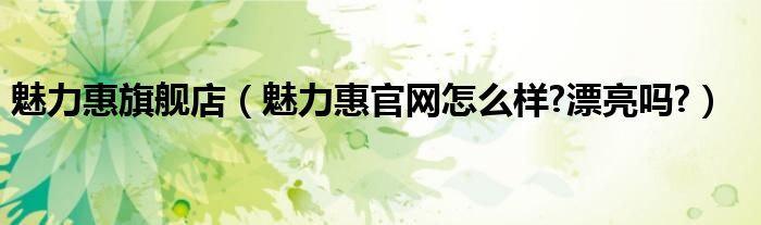 魅力惠旗舰店（魅力惠官网怎么样?漂亮吗?）
