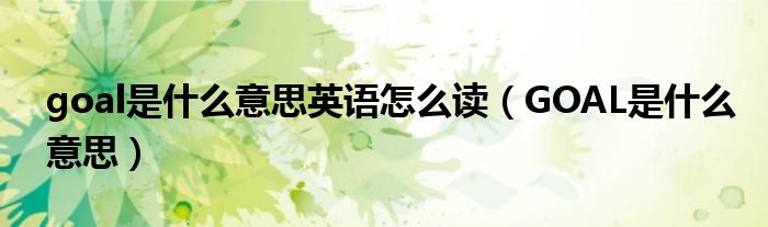 goal是什么意思英语怎么读（GOAL是什么意思）
