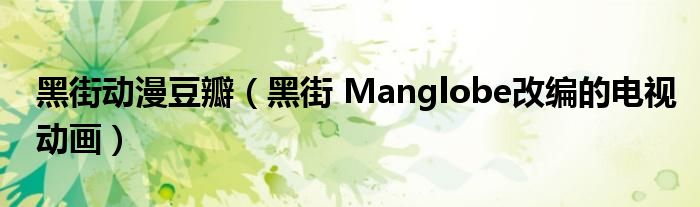 黑街动漫豆瓣（黑街 Manglobe改编的电视动画）