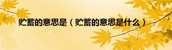 贮蓄的意思是（贮蓄的意思是什么）