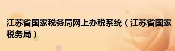 江苏省国家税务局网上办税系统（江苏省国家税务局）