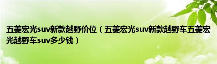 五菱宏光suv新款越野价位（五菱宏光suv新款越野车五菱宏光越野车suv多少钱）