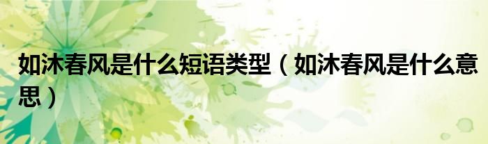 如沐春风是什么短语类型（如沐春风是什么意思）