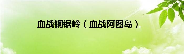 血战钢锯岭（血战阿图岛）