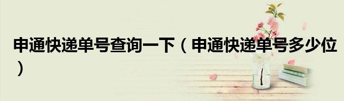 申通快递单号查询一下（申通快递单号多少位）