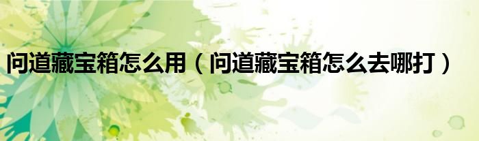 问道藏宝箱怎么用（问道藏宝箱怎么去哪打）