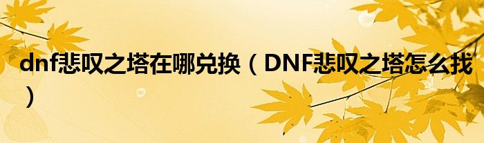 dnf悲叹之塔在哪兑换（DNF悲叹之塔怎么找）