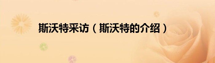斯沃特采访（斯沃特的介绍）