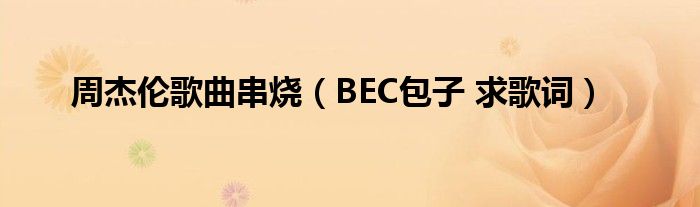 周杰伦歌曲串烧（BEC包子 求歌词）