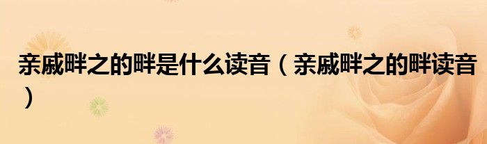 亲戚畔之的畔是什么读音（亲戚畔之的畔读音）