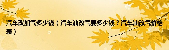 汽车改加气多少钱（汽车油改气要多少钱？汽车油改气价格表）