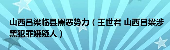 山西吕梁临县黑恶势力（王世君 山西吕梁涉黑犯罪嫌疑人）