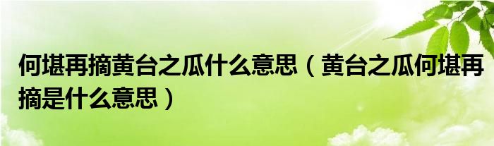 何堪再摘黄台之瓜什么意思（黄台之瓜何堪再摘是什么意思）