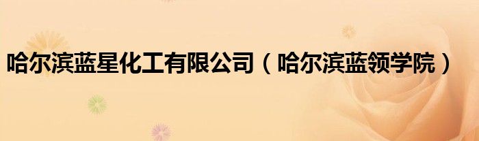 哈尔滨蓝星化工有限公司（哈尔滨蓝领学院）