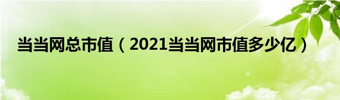 当当网总市值（2021当当网市值多少亿）