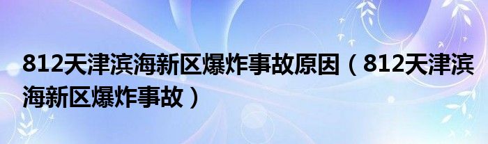 812天津滨海新区爆炸事故原因（812天津滨海新区爆炸事故）