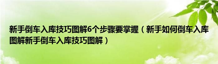 新手倒车入库技巧图解6个步骤要掌握（新手如何倒车入库图解新手倒车入库技巧图解）