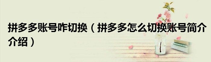 拼多多账号咋切换（拼多多怎么切换账号简介介绍）