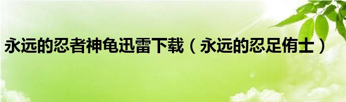 永远的忍者神龟迅雷下载（永远的忍足侑士）