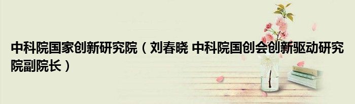 中科院国家创新研究院（刘春晓 中科院国创会创新驱动研究院副院长）