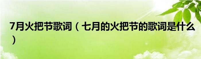 7月火把节歌词（七月的火把节的歌词是什么）