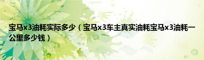 宝马x3油耗实际多少（宝马x3车主真实油耗宝马x3油耗一公里多少钱）
