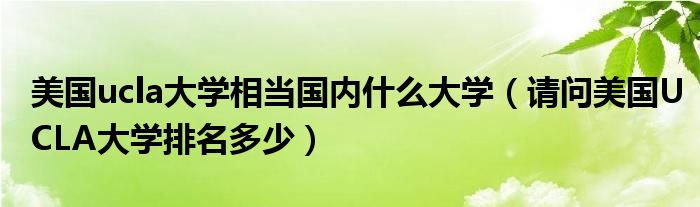 美国ucla大学相当国内什么大学（请问美国UCLA大学排名多少）