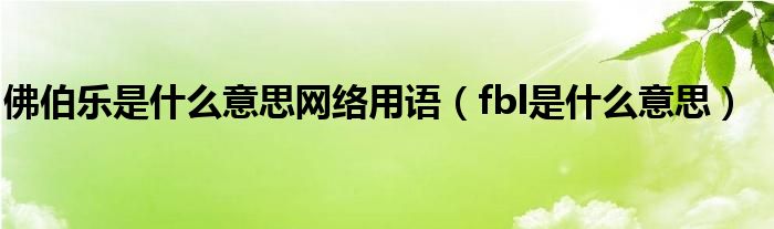 佛伯乐是什么意思网络用语（fbl是什么意思）
