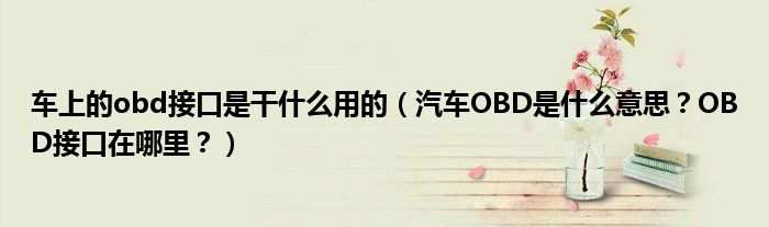 车上的obd接口是干什么用的（汽车OBD是什么意思？OBD接口在哪里？）