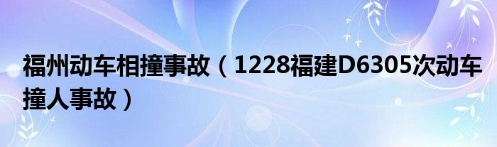 福州动车相撞事故（1228福建D6305次动车撞人事故）