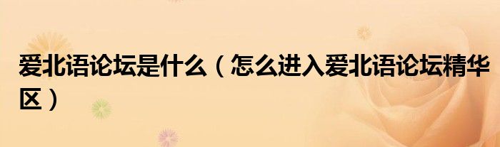 爱北语论坛是什么（怎么进入爱北语论坛精华区）