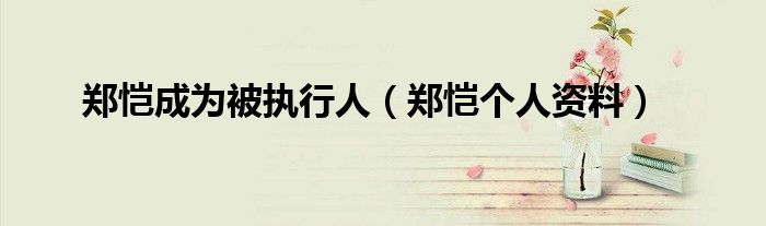 郑恺成为被执行人（郑恺个人资料）