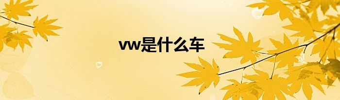 vw是什么车