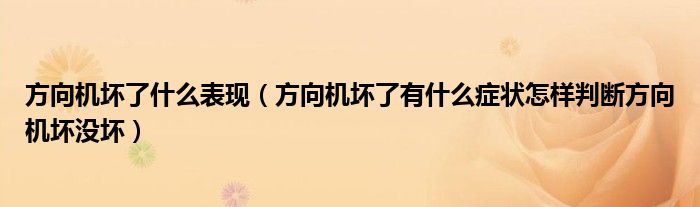 方向机坏了什么表现（方向机坏了有什么症状怎样判断方向机坏没坏）