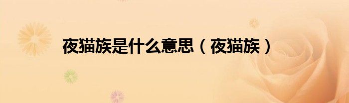 夜猫族是什么意思（夜猫族）