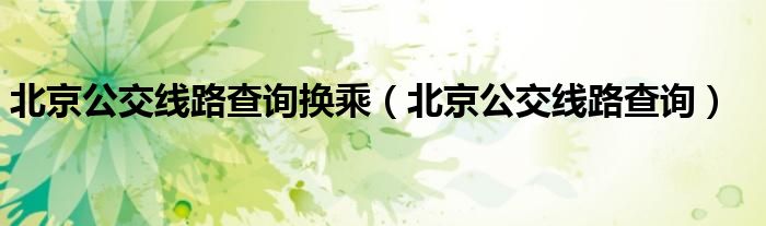 北京公交线路查询换乘（北京公交线路查询）