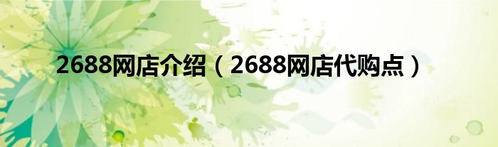 2688网店介绍（2688网店代购点）
