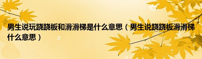 男生说玩跷跷板和滑滑梯是什么意思（男生说跷跷板滑滑梯什么意思）