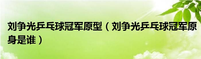 刘争光乒乓球冠军原型（刘争光乒乓球冠军原身是谁）