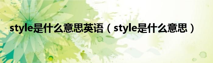 style是什么意思英语（style是什么意思）