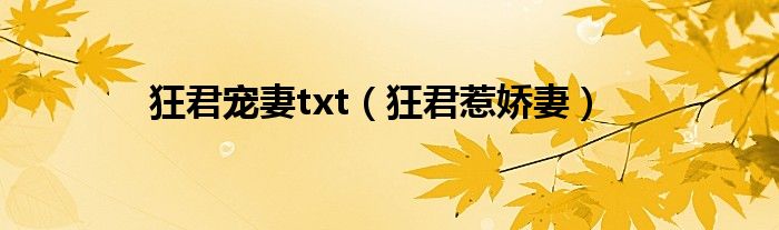 狂君宠妻txt（狂君惹娇妻）