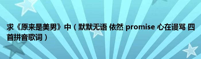 求《原来是美男》中（默默无语 依然 promise 心在谩骂 四首拼音歌词）