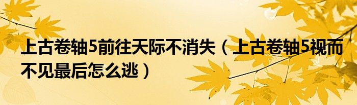 上古卷轴5前往天际不消失（上古卷轴5视而不见最后怎么逃）